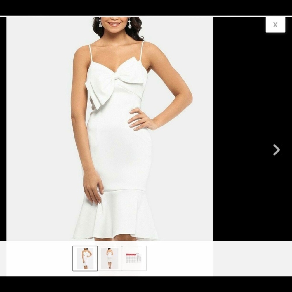 NWT XSCAPE WHITE BOW DRESS